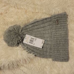 Grey Michael Kors beanie with pom
